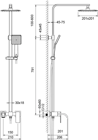 душевая стойка timo selene sx-1013/03 черная