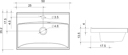 раковина 50 см aquanet нота 00284237