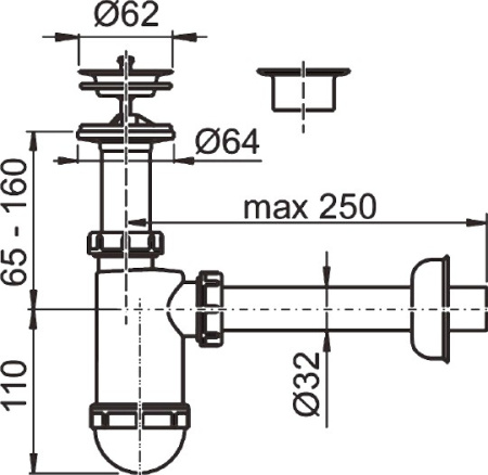 сифон для раковины alcaplast a410