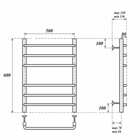 полотенцесушитель point нептун п6 pn09156e электрический, левый | правый, 50x60 см, хром