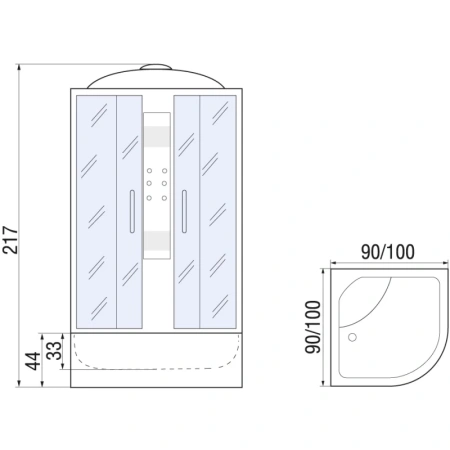 душевая кабина river temza 90x90x46 th 10000002191 профиль матовый хром задняя стенка черная