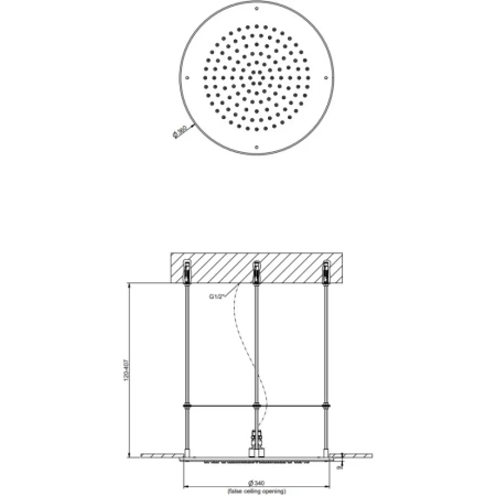 верхний душ gessi emporio 33099#238 ø360 мм, для потолочного крепления, цвет зеркальная полированная сталь