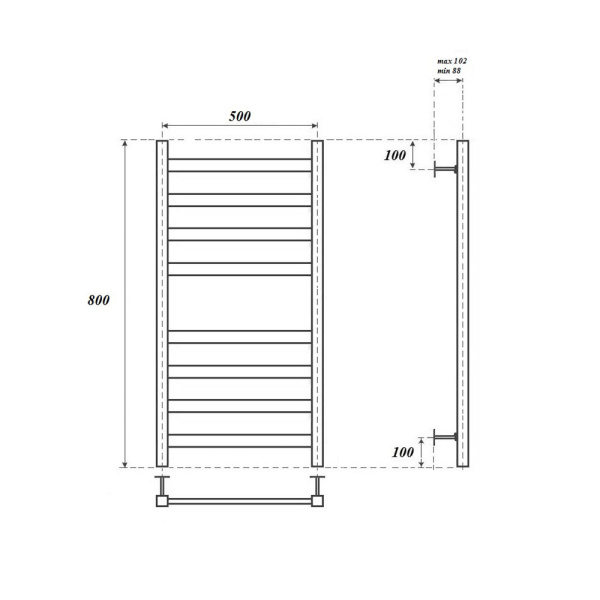 полотенцесушитель водяной point pn83158 п8 500x800 цвет хром