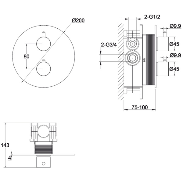 смеситель для душа whitecross y gold y1236gl с термостатом золото