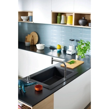 смеситель для кухни hansgrohe metris m71 73804000, хром