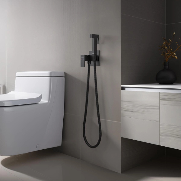 гигиенический душ со смесителем aquatek либра aq1022mb черный матовый