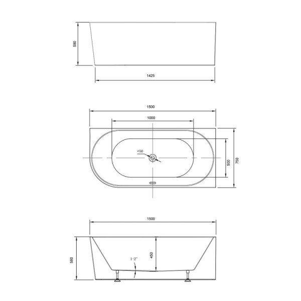 акриловая ванна 150х75 см vincea vbt-402-1500r