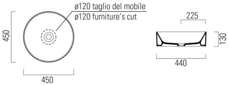 раковина gsi kube x 942711 накладная, ø45 см, bianco lucido (белый глянец)