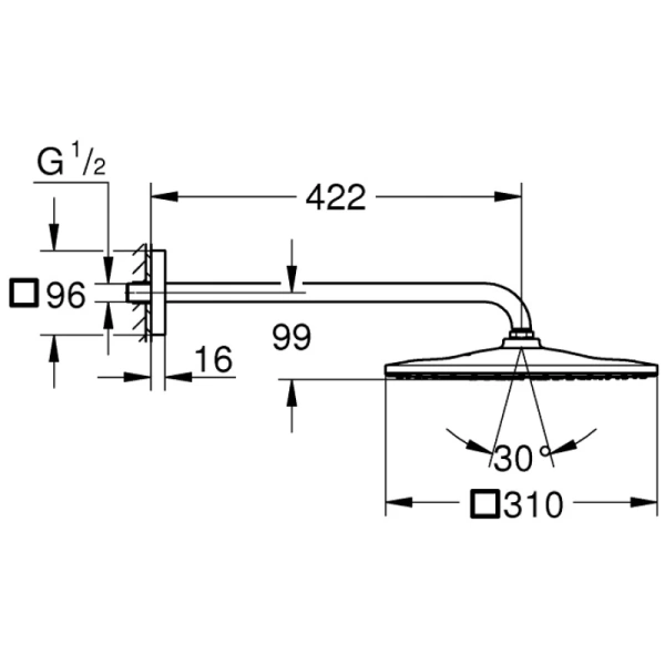 верхний душ 310 мм grohe rainsхhower cube 26564al0