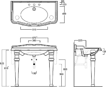 раковина подвесная simas arcade ar 874 bia 1 hole 105x56x26.5 см, белая