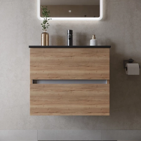 тумба под раковину sancos urban 590х450х550, c двумя ящиками, дуб галифакс натуральный, арт. ur60eg