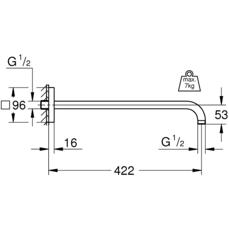 кронштейн для верхнего душа 422 мм grohe rainshower 26145000