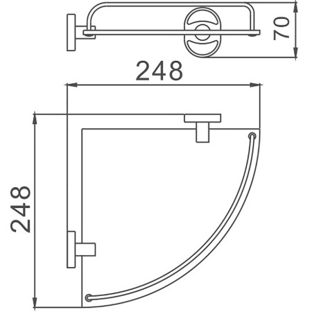 стеклянная полка haiba hb1921-1 угловая цвет хром