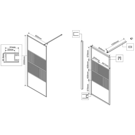 неподвижная перегородка 90 см vincea walk-in hc art vsw-1hc900cfb прозрачное/рифленое