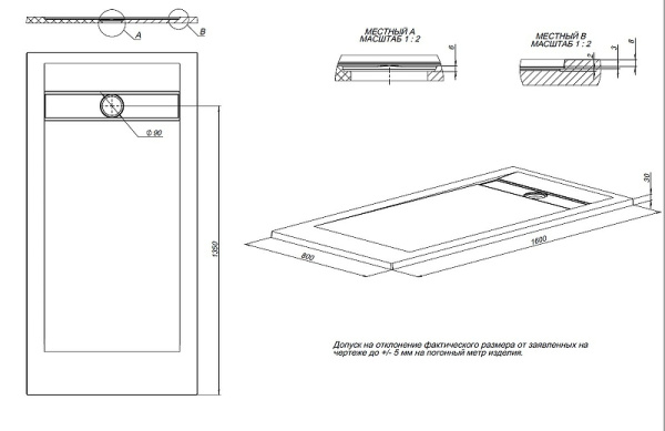 душевой поддон из искусственного камня allen brau infinity 160x80 8.21006-am антрацит