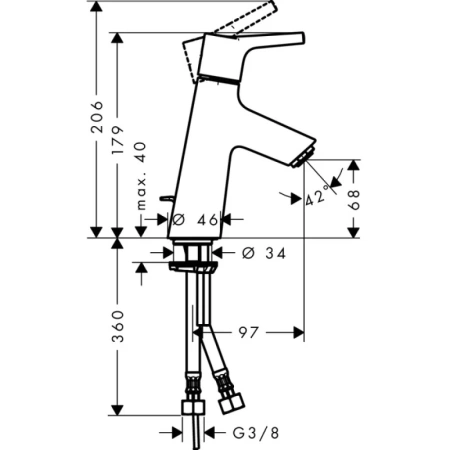 смеситель для раковины 80, lowflow, с донным клапаном hansgrohe talis s 72015000