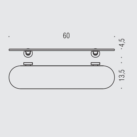 colombo design basic полочка 60 см, чёрный матовый|матовое стекло