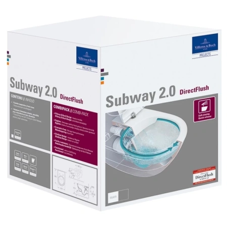 унитаз villeroy & boch subway 2.0 5614r2r1 подвесной, безободковый, с сиденьем микролифт, альпийский белый с ceramicplus