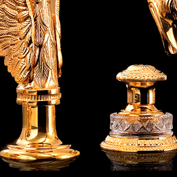 devon&devon excelsior swan смеситель для раковины на три отверстия, цвет: золото 24к