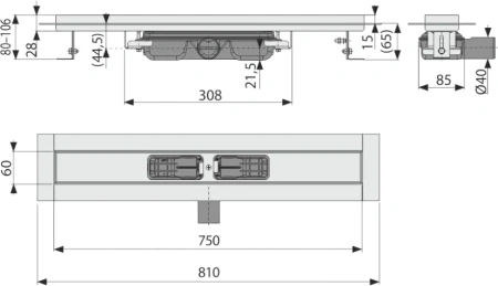 душевой лоток alcaplast apz106-750 без решетки