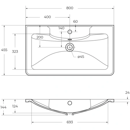 раковина полувстраиваемая belbagno bb800/455-lv-mr-alr белая
