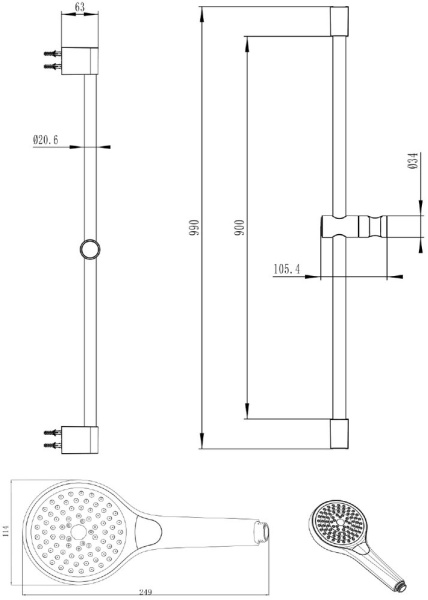 душевой гарнитур villeroy & boch embrace plus tvs1089000161