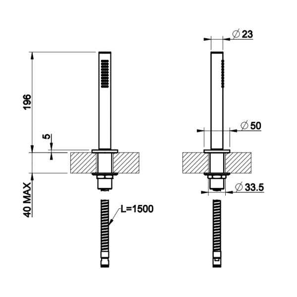 gessi gessi ingranaggio душевой комплект на борт ванны, состоящий из держателя, шланга 1,50 м и лейки, цвет: хром