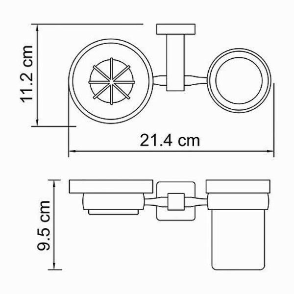 Стакан для зубных щеток WasserKRAFT Lippe K-6526 с мыльницей, цвет хром