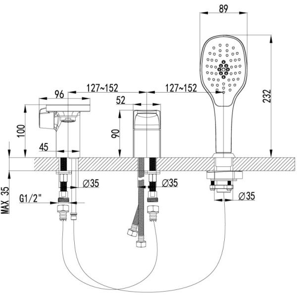 смеситель на борт ванны lemark shift lm4347c