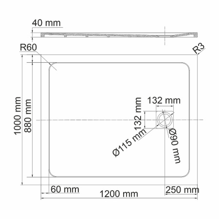 душевой поддон из искусственного камня wasserkraft rhin 120x100 44t10 цвет белый матовый