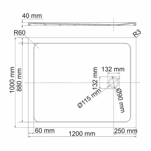 душевой поддон из искусственного камня wasserkraft rhin 120x100 44t10 цвет белый матовый