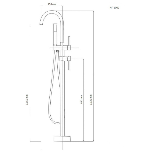 смеситель для ванны напольный nt bathroom nt1002 хром