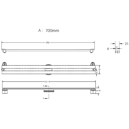 душевой лоток berges super slim 700 090053 с решеткой хром матовый