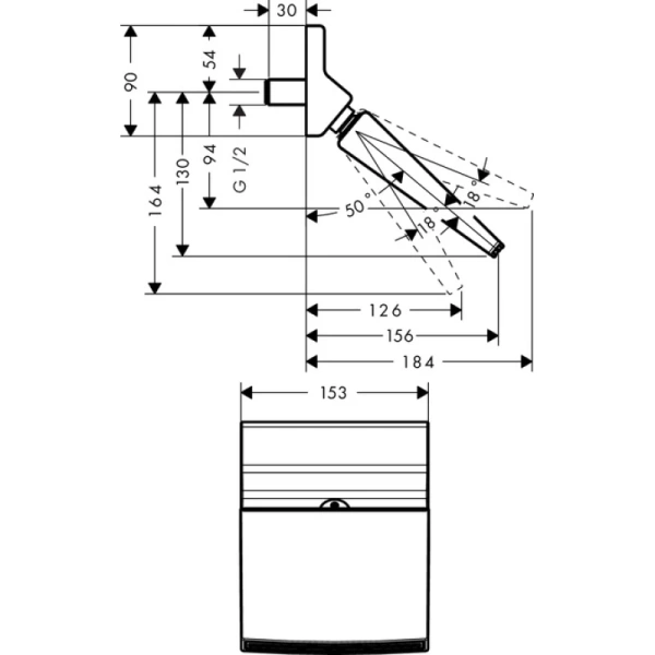 верхний душ hansgrohe raindance rainfall 150, dn15 26442000